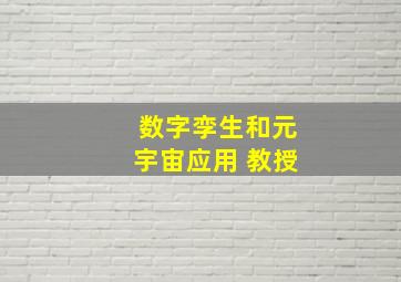 数字孪生和元宇宙应用 教授